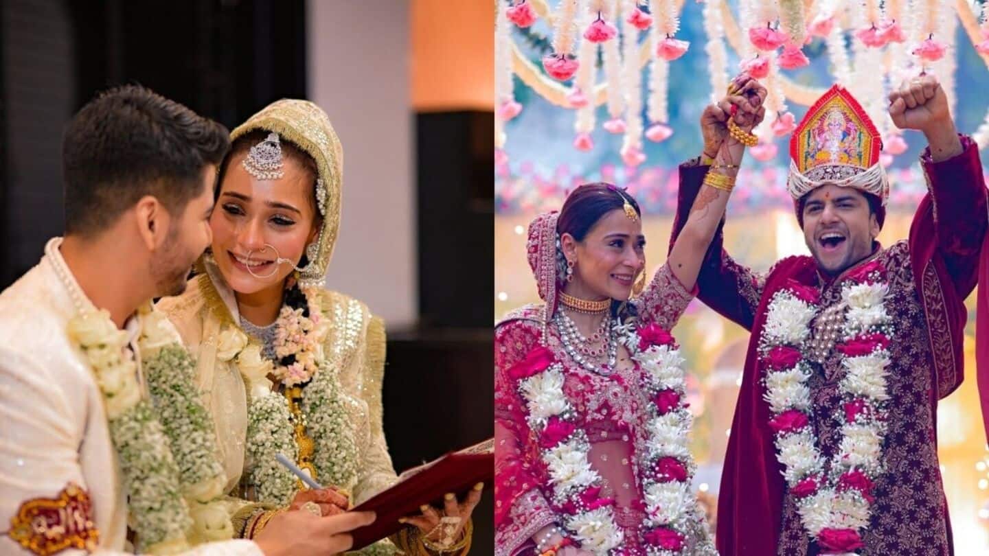 'Bidaai' actor Sara Khan marries Krish Pathak in Hindu-Muslim ceremonies