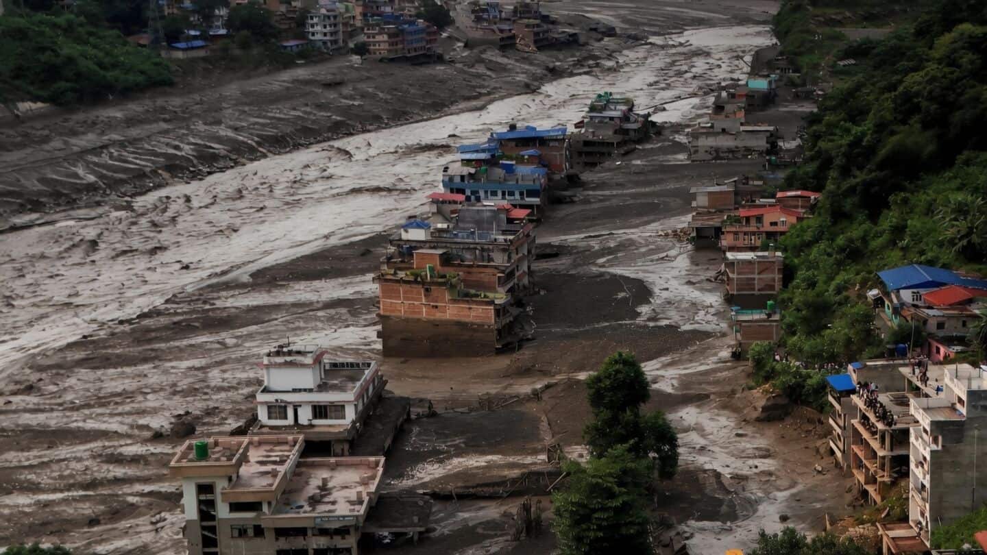 Tibet glacial lake burst floods Nepal, nearly 500 people missing