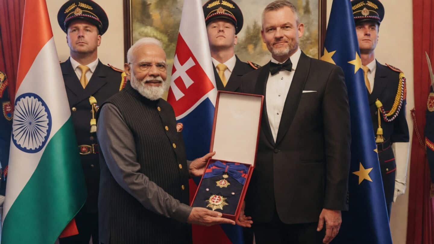 Narendra Modi receives Slovakia's Order of the White Double Cross