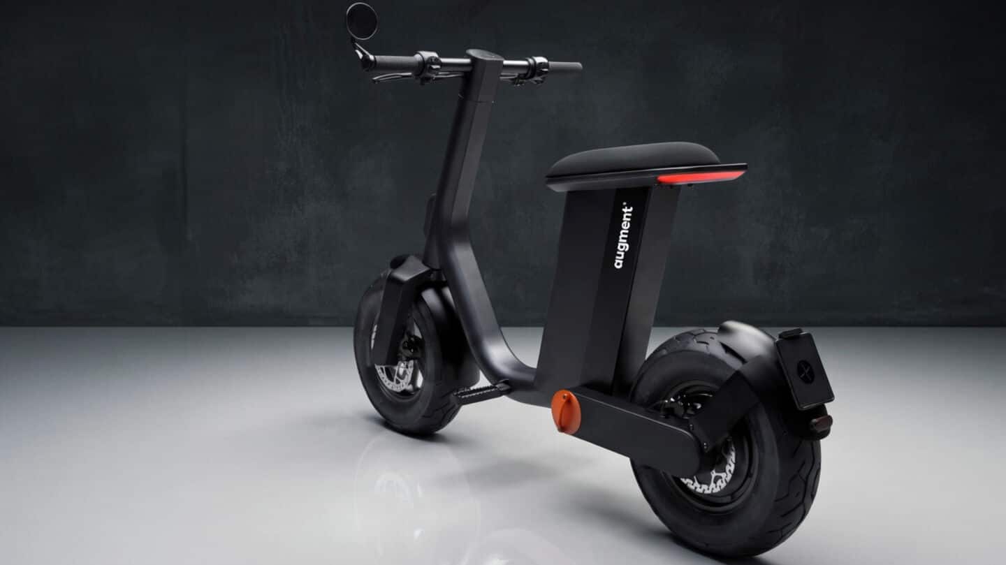 Augment's 360 e-moped's foldable rear wheel eases city parking