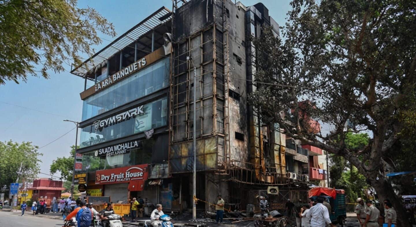 Krishna Market Kalkaji fire after 3 cooking gas cylinders explode