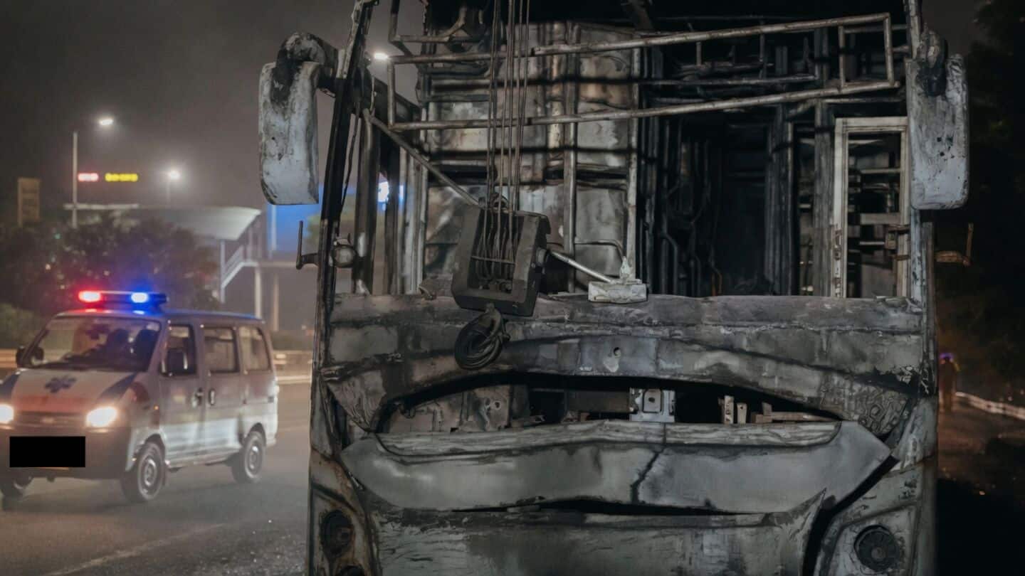 Bus carrying 32 passengers catches fire in Greater Noida