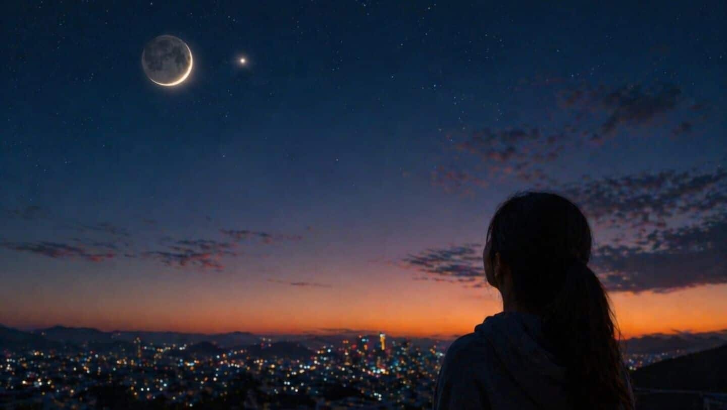 Moon and Jupiter converge over western horizon Wednesday April 22