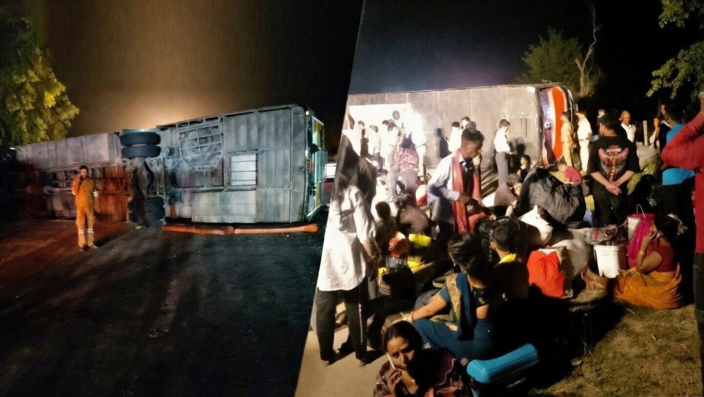 Noida-Bihar double-decker flips on Yamuna Expressway, at least 20 injured