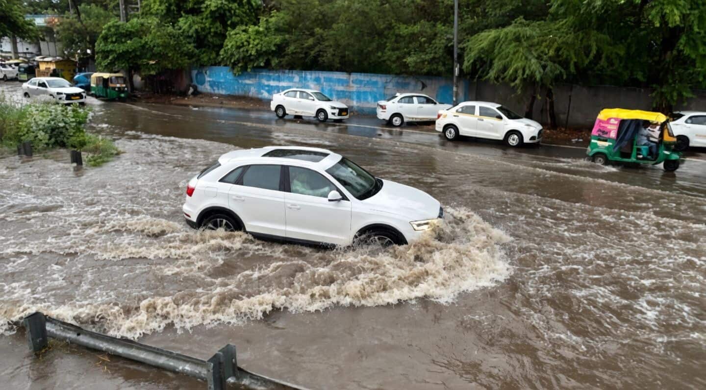 Heavy rain halts Gurugram traffic as IMD issues red alert