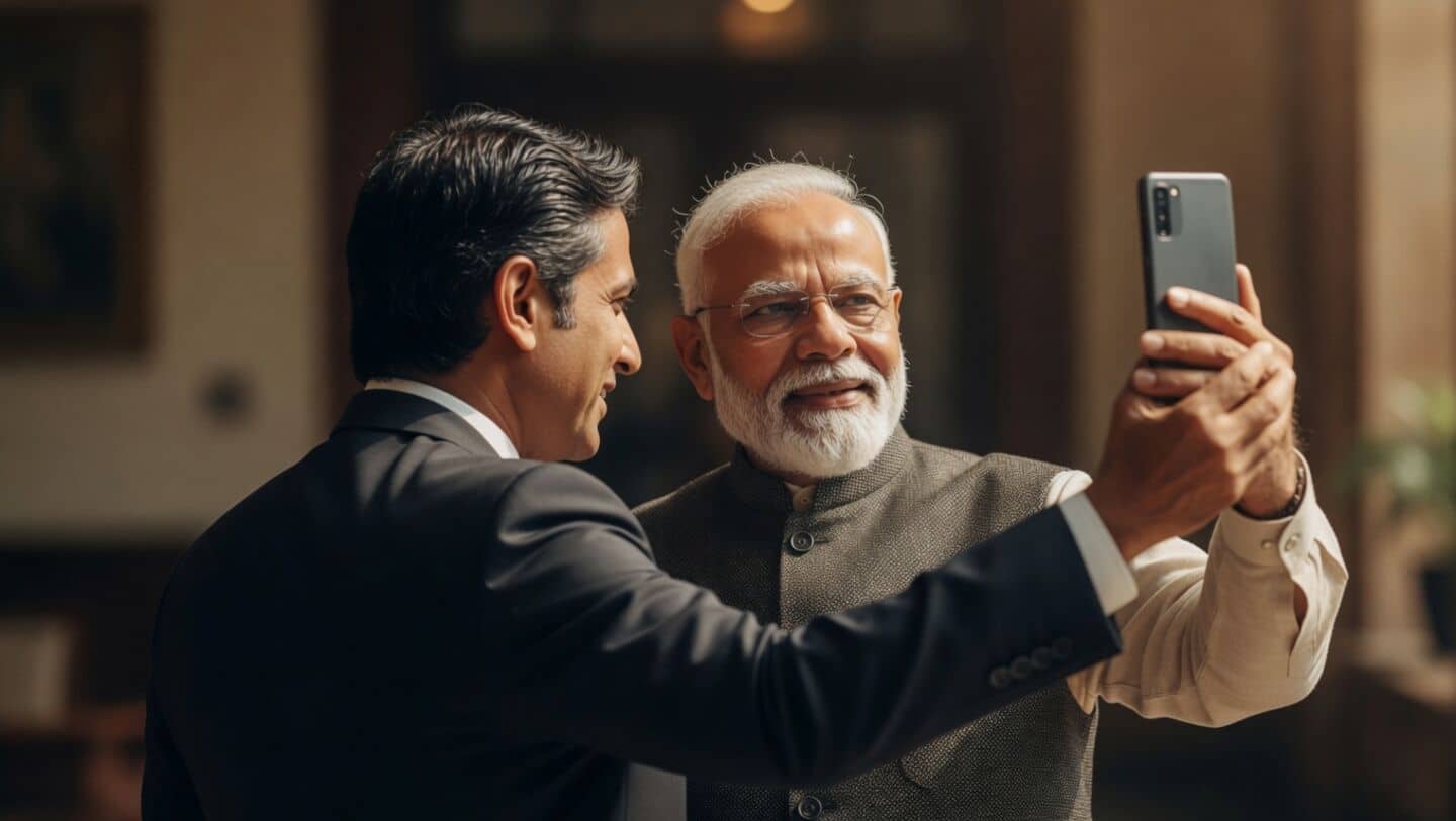 Nikos Christodoulides snaps selfie with Narendra Modi before diplomacy talks