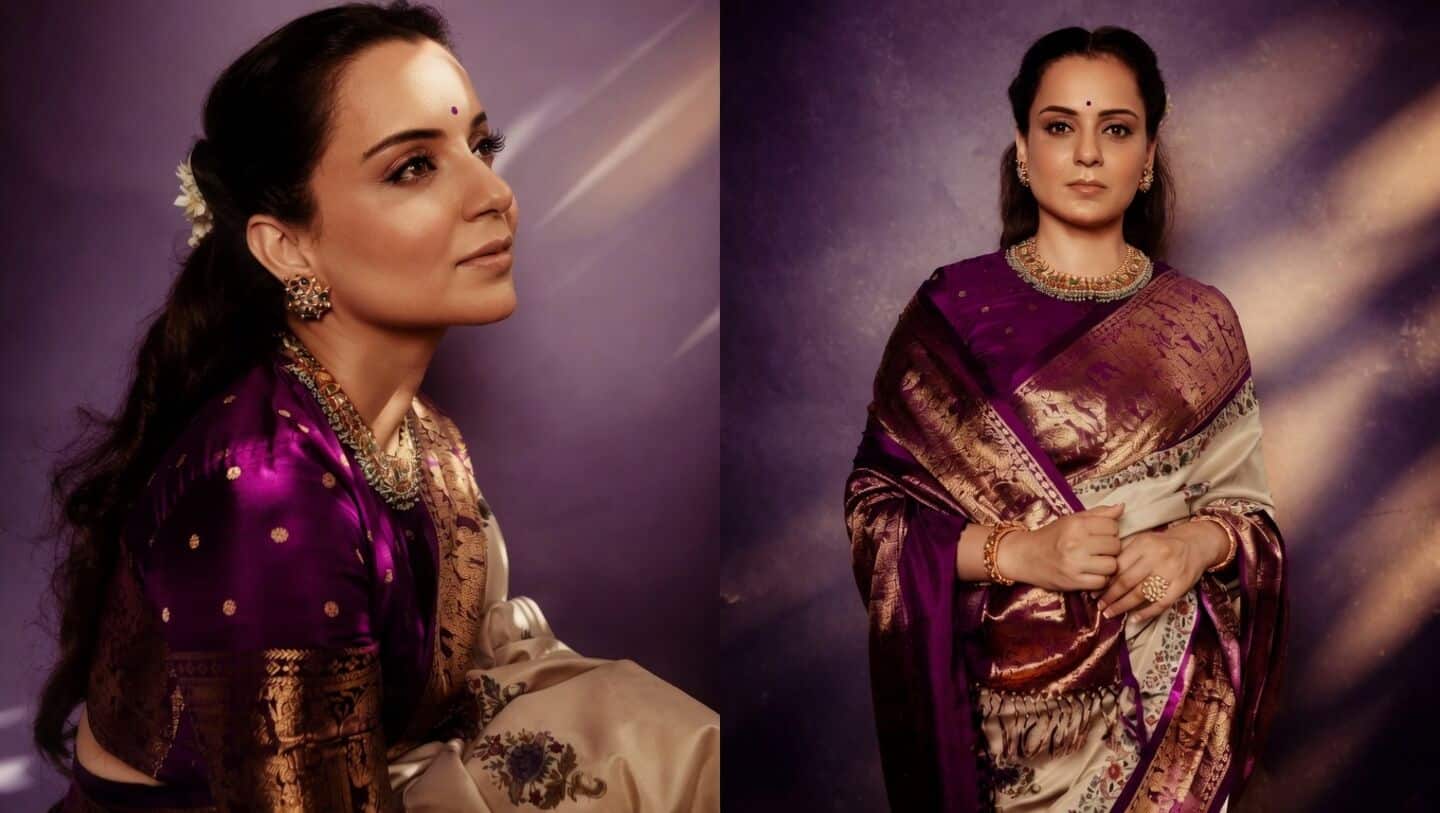 Ranaut wears ivory Kanjeevaram at 'Bharat Bhhagya Viddhaata' trailer