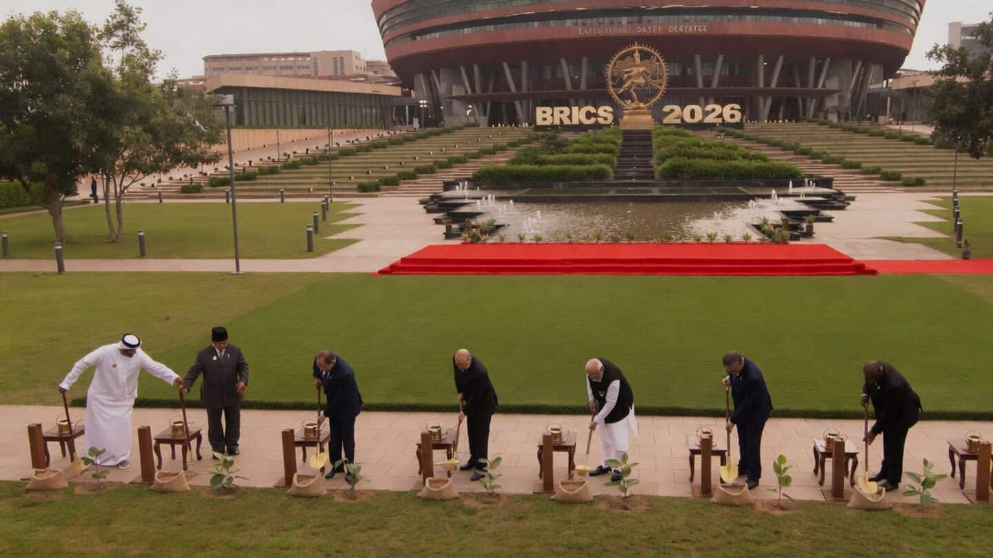 PM Modi, BRICS leaders plant tree, adopt New Delhi Declaration
