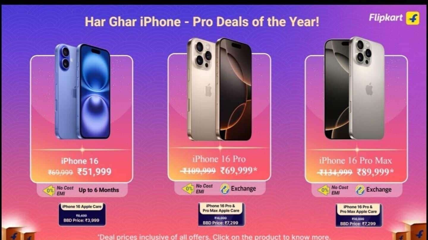Flipkart's Diwali sale brings ₹15,000 discount on iPhone 16 Pro