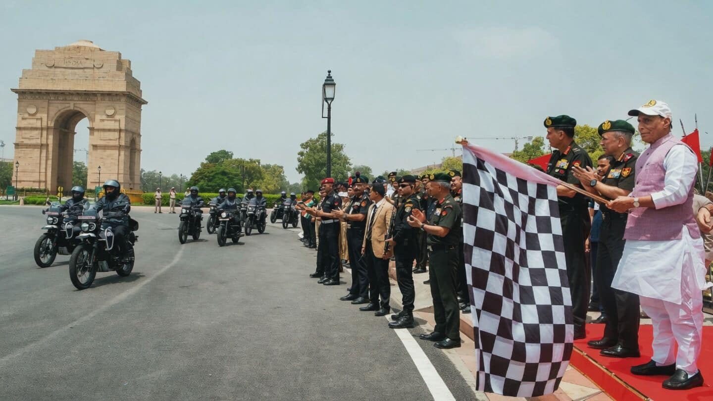 Rajnath Singh starts motorcycle 'Shaurya Vijay Yatra' honoring Kargil heroes
