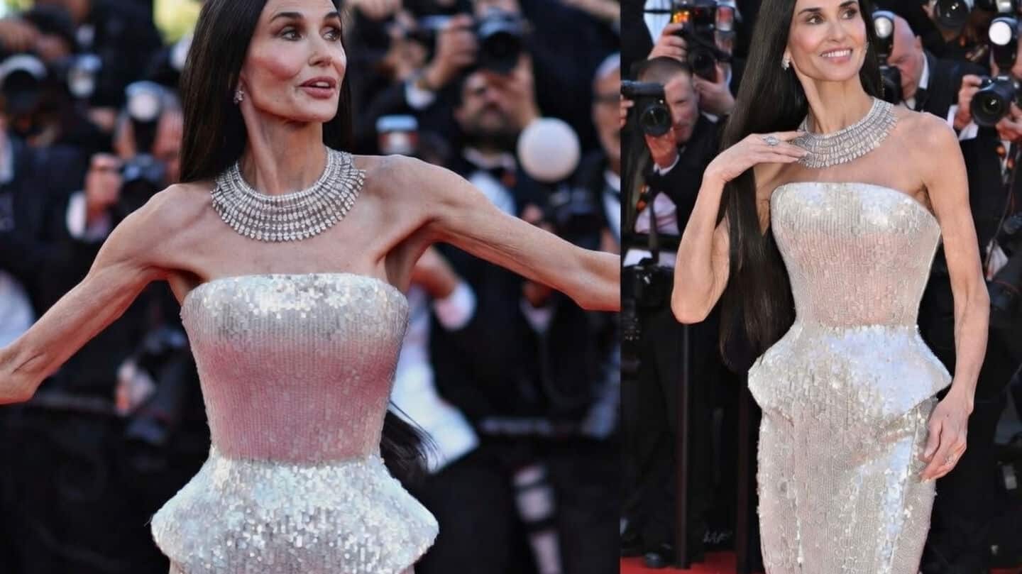 Moore's sequined Jacquemus at Cannes opening triggers body image debate