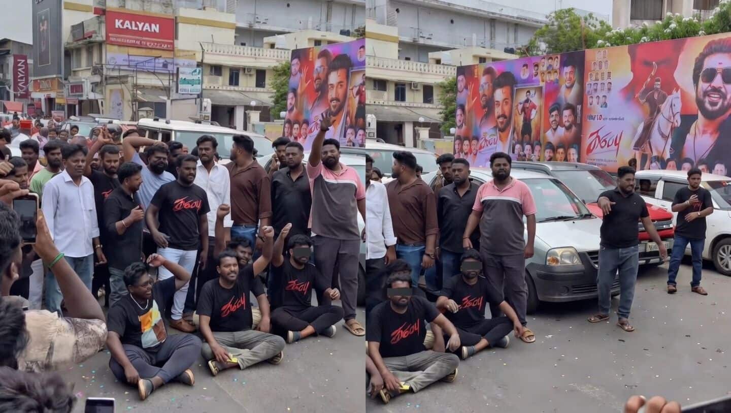 Actor Suriya's fans protest 'Karuppu' sudden postponement outside Puducherry theaters