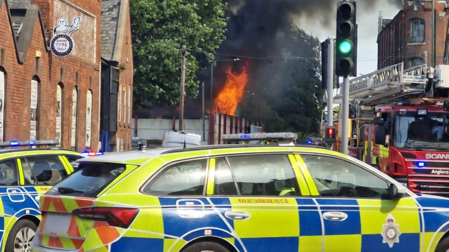 Firefighters respond to Basford scrapyard fire with 6 engines, ladder