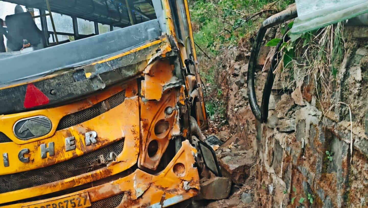 Panchkula Morni Hills bus brake failure injures about 20 students