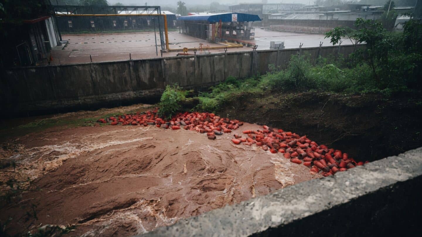 Raigad HPCL Patalganga plant floods, about 3,000 LPG cylinders float