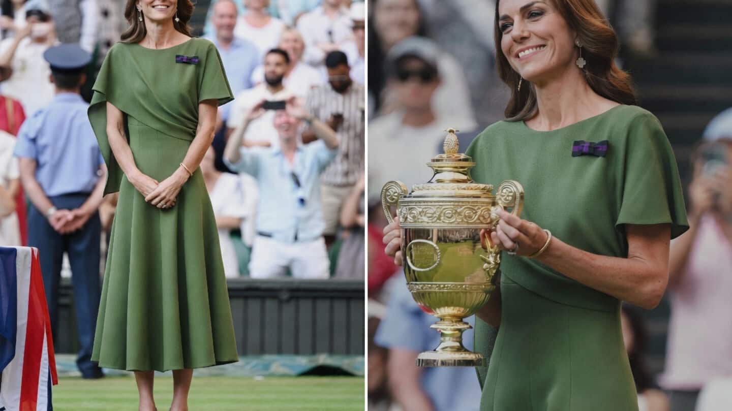 Middleton wears olive green caped dress at Wimbledon final