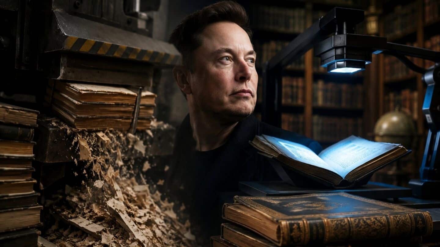 Elon Musk says Anthropic destroys books while SpaceXAI preserves originals