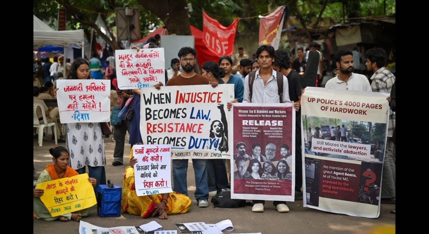 Delhi rally at Jantar Mantar demands Noida workers' release