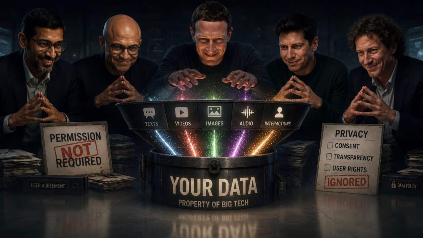 Google Microsoft Meta criticized for training AI on personal data