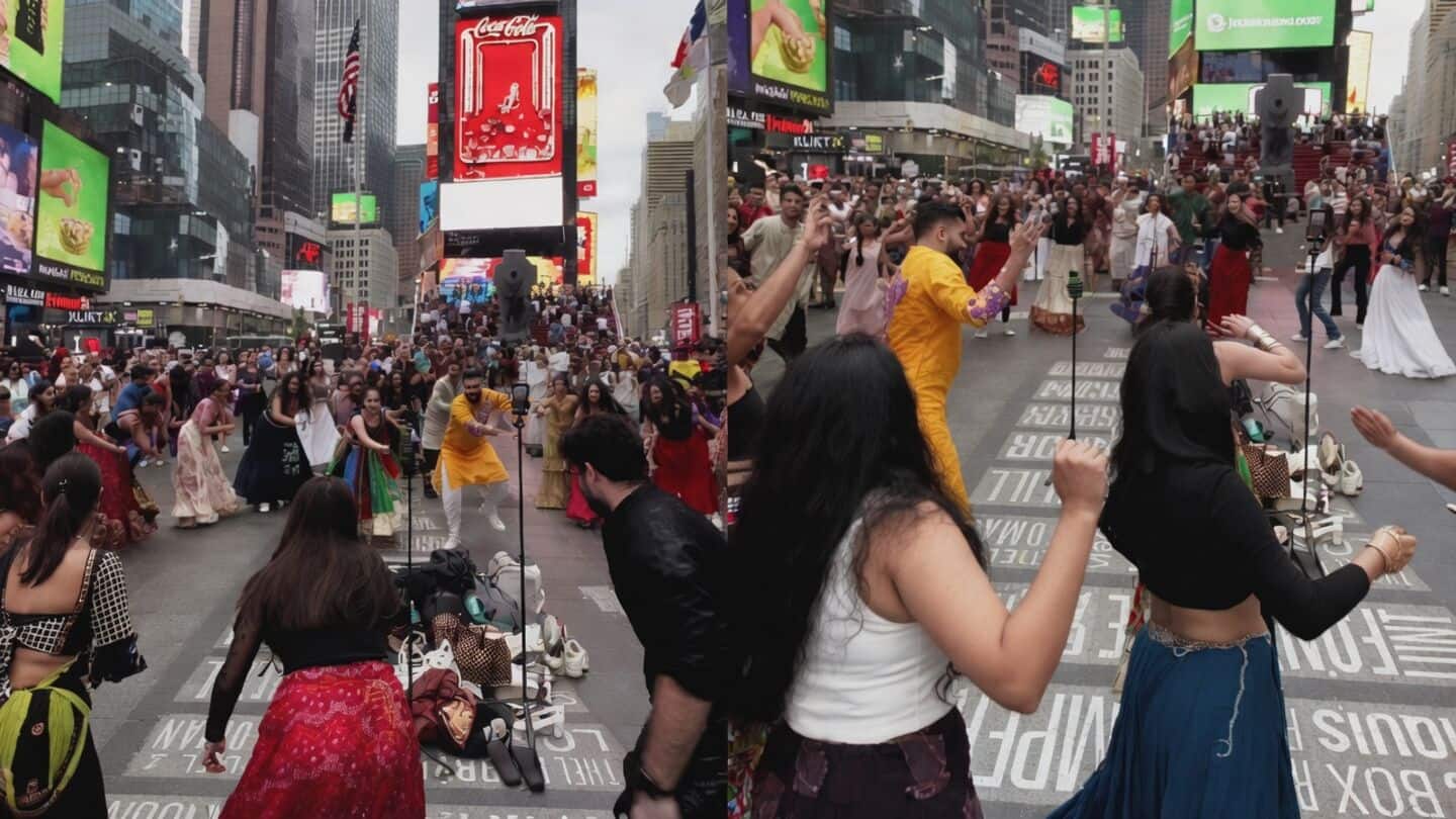 Video shows Indians celebrating Navratri with garba in Times Square