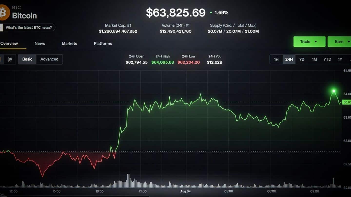 Bitcoin rebounds near $64,000 in Asian trading amid Coldcard sweeps