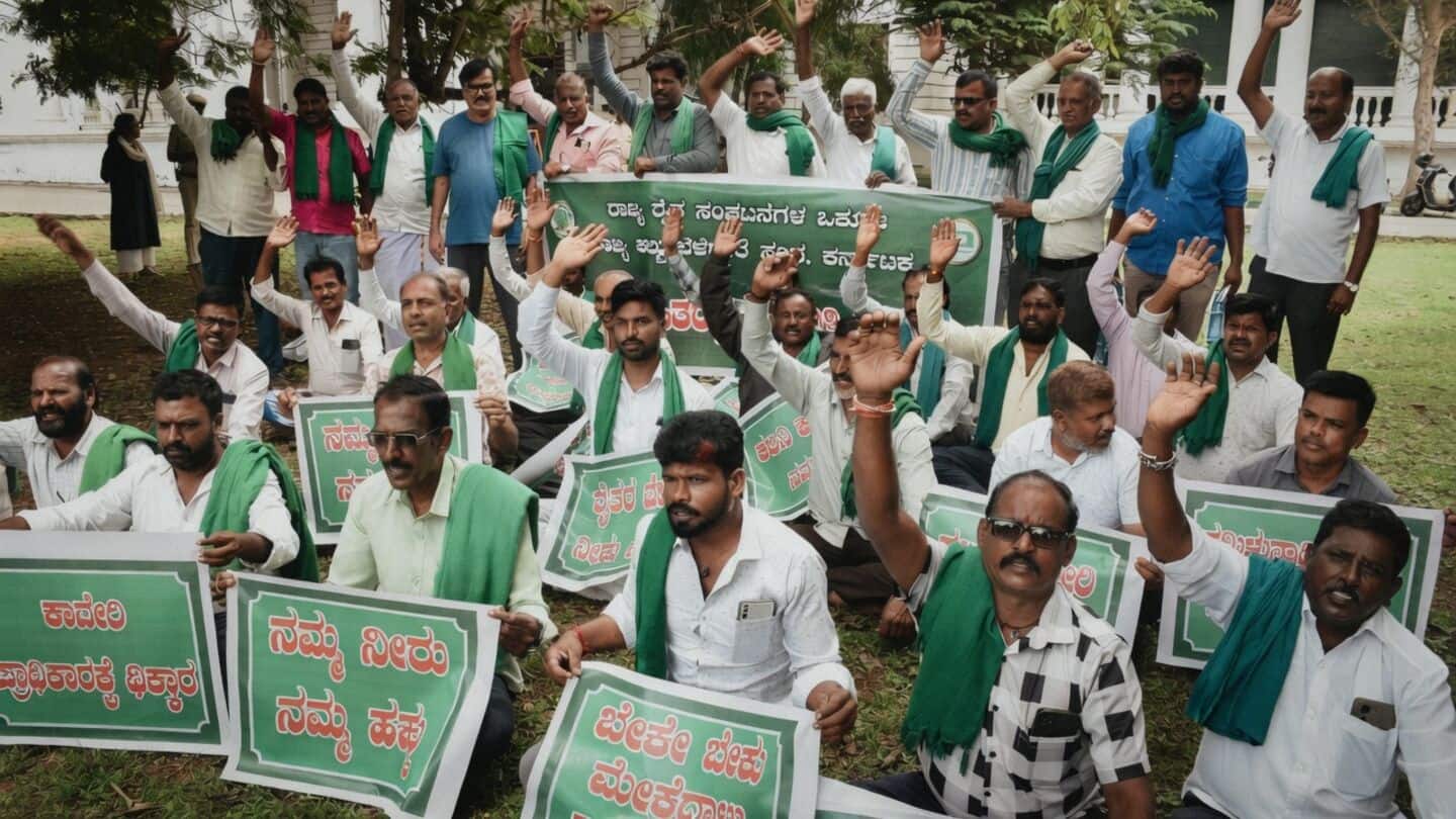 Karnataka farmers protest Kabini water release to Tamil Nadu