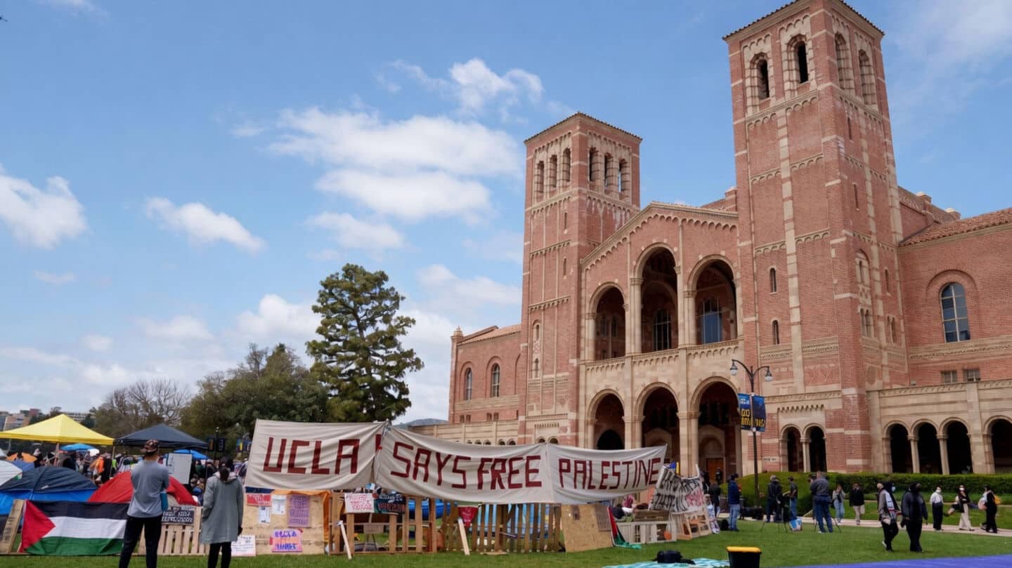 UCLA SJP Bruin Plaza protest marks 3-year Hamas attack anniversary