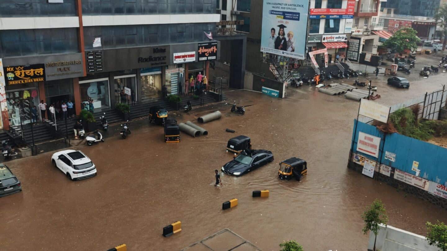 Heavy rain floods Pune roads, 2 landslides, Khadakwasla water rising