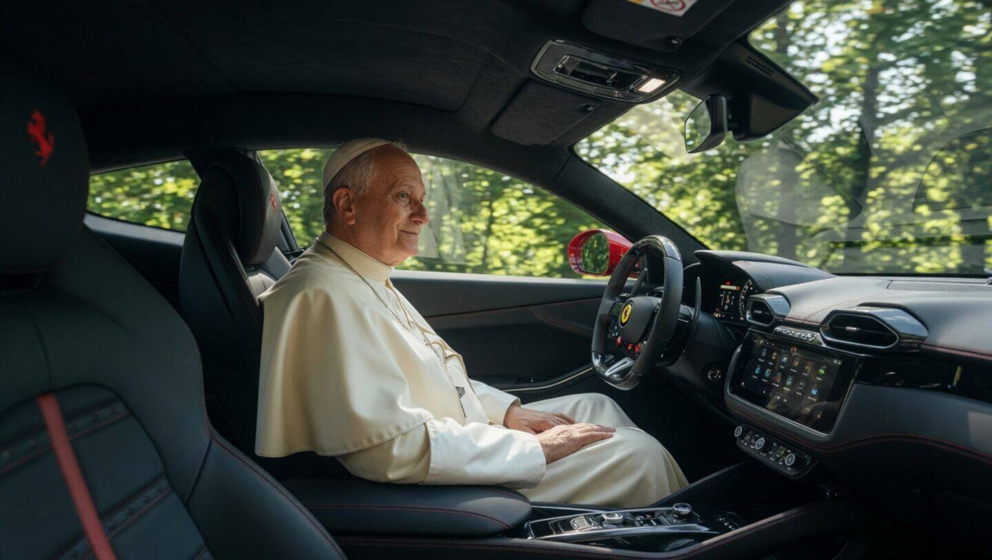 Pope Leo drives Ferrari Luce EV, calls for climate action
