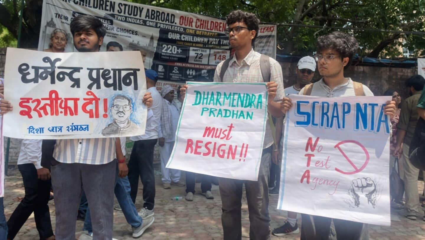 At Jantar Mantar, students protest NEET paper leak, demand accountability