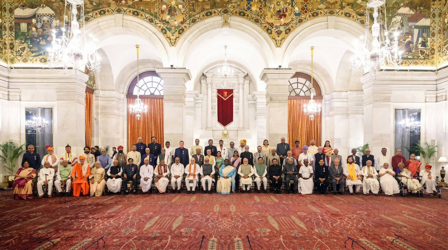 President Droupadi Murmu presents 66 Padma awards at Rashtrapati Bhavan