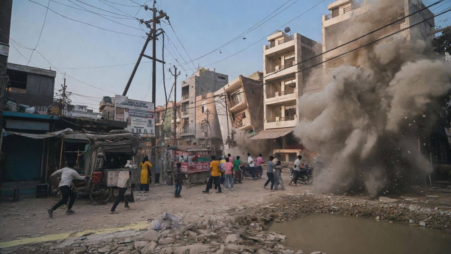Four-story Prakash Vihar building in northeast Delhi collapses after evacuation