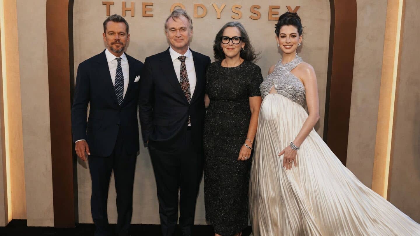 Nolan wears Tandon Ajrak silk tie at 'The Odyssey' premiere