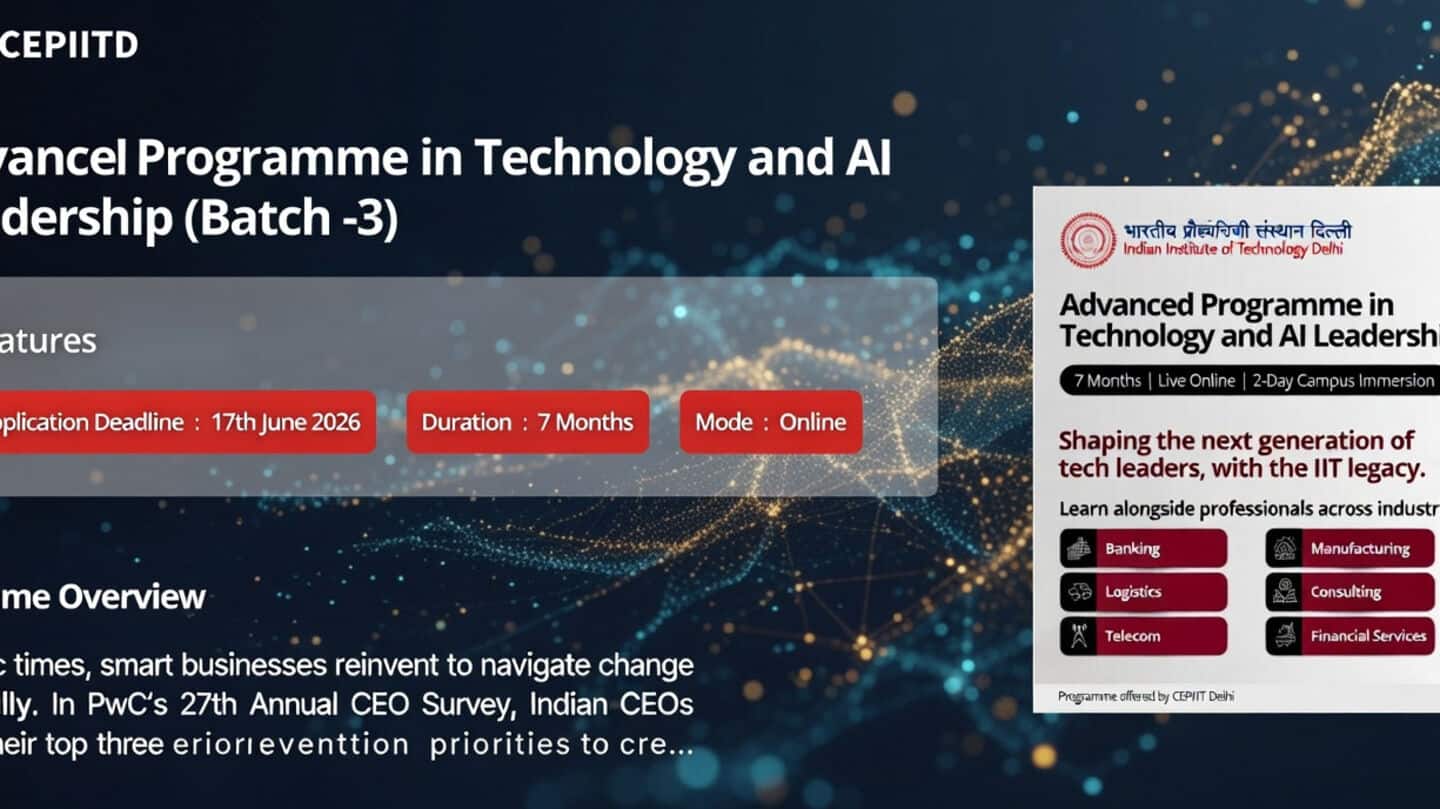 IIT Delhi launches 7-month online AI leadership program, applications open