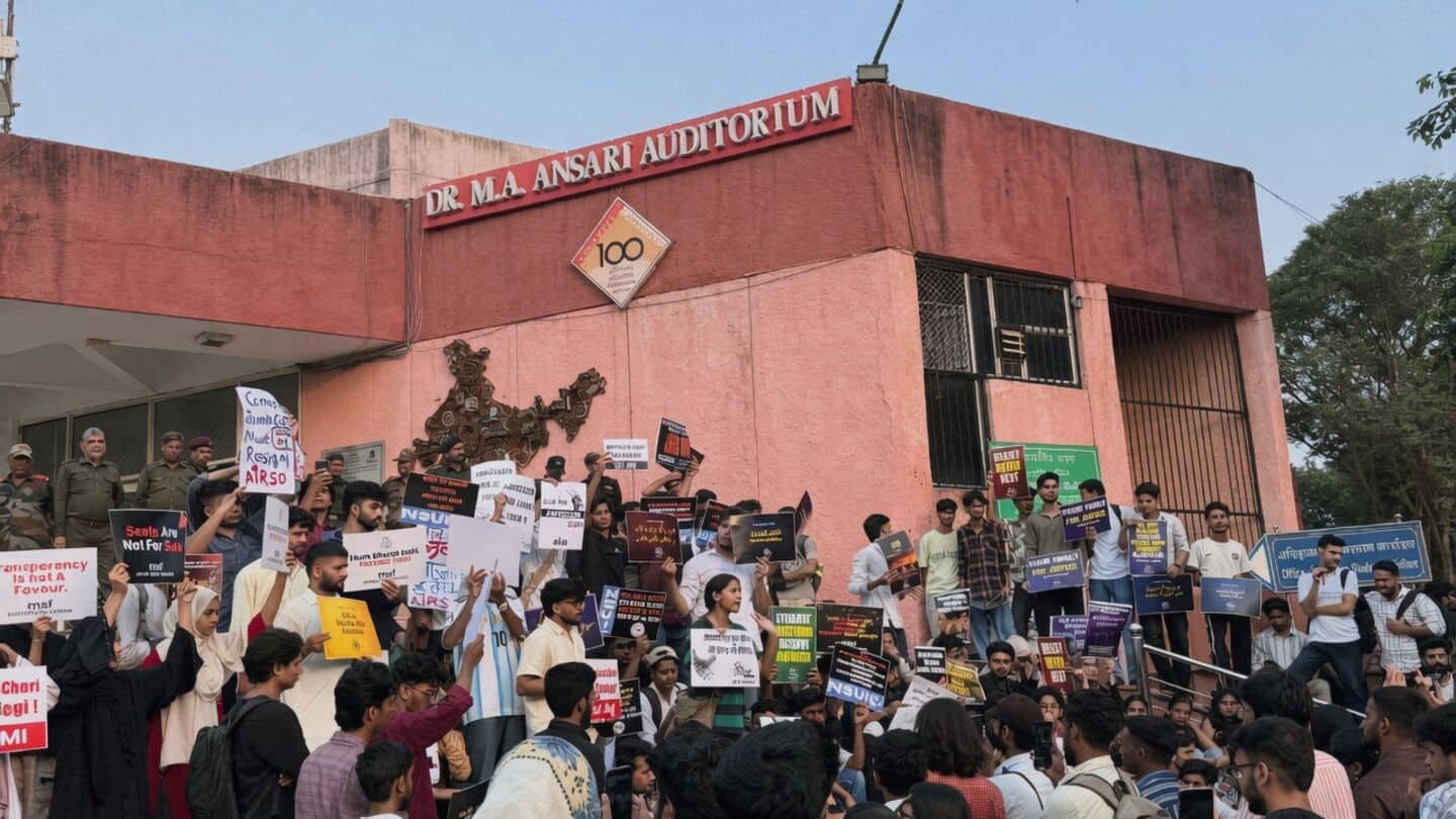 Jamia Millia Islamia students protest suspensions and spot admission process