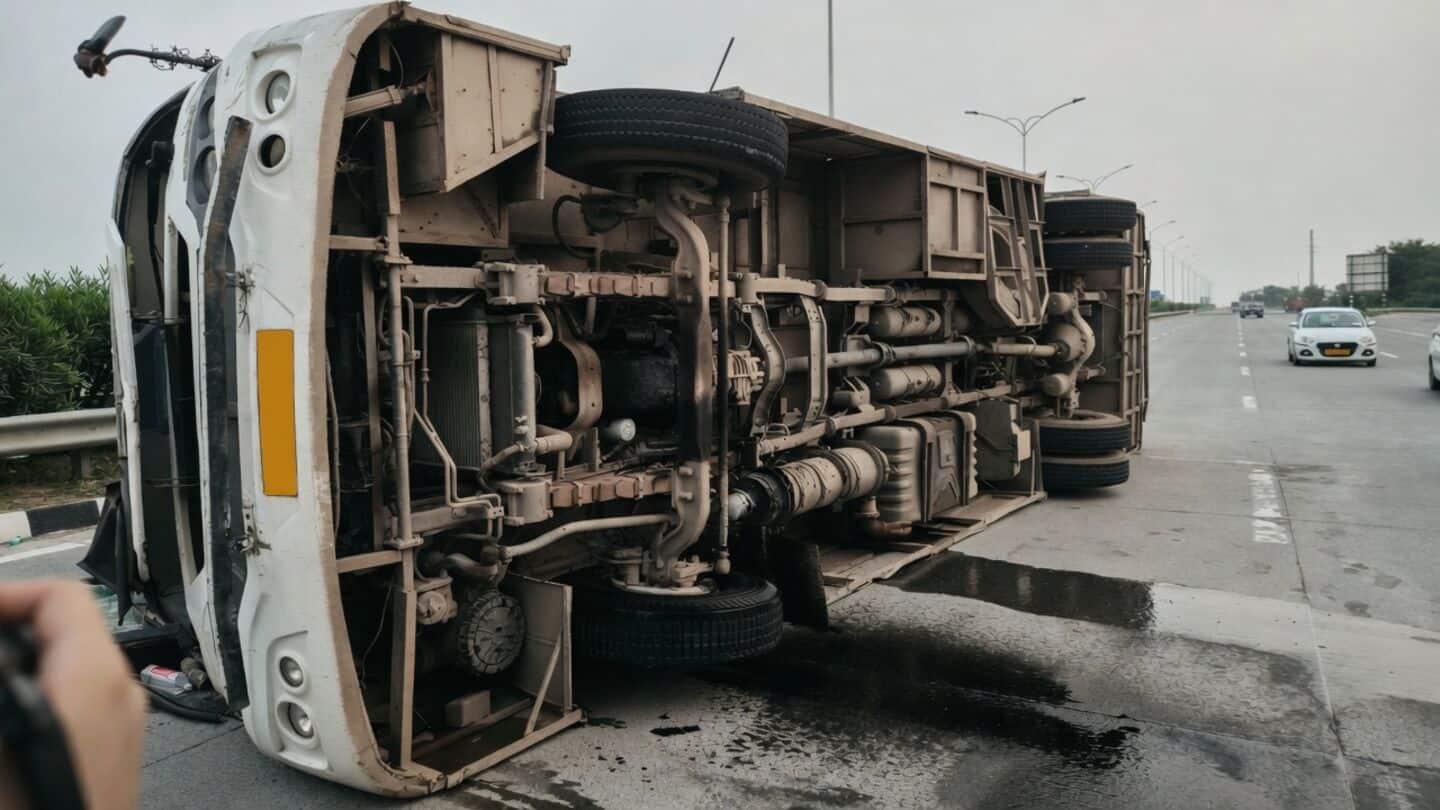 Corporate employees' bus flips near Dadri Saturday evening, 14 hurt