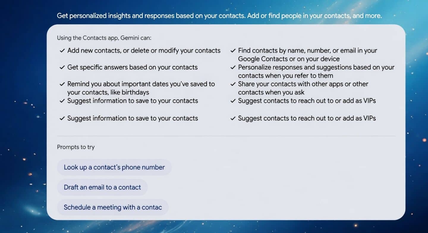 Google's Gemini adds Google Contacts inside personal intelligence chats