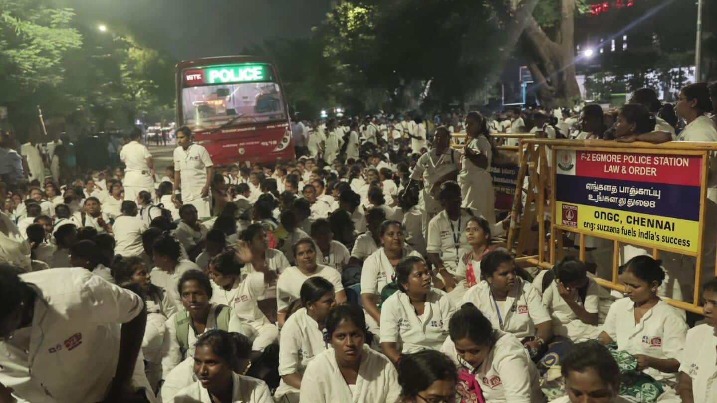 Tamil Nadu nurses in Chennai demand ₹45,000 monthly, 5 arrested