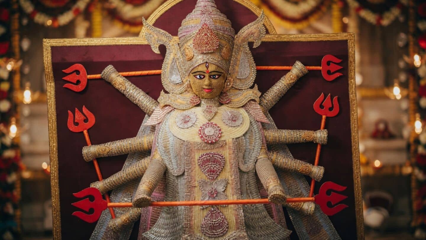 Sanjib Basak's 50,000-pin Durga idol highlights women's dignity and safety