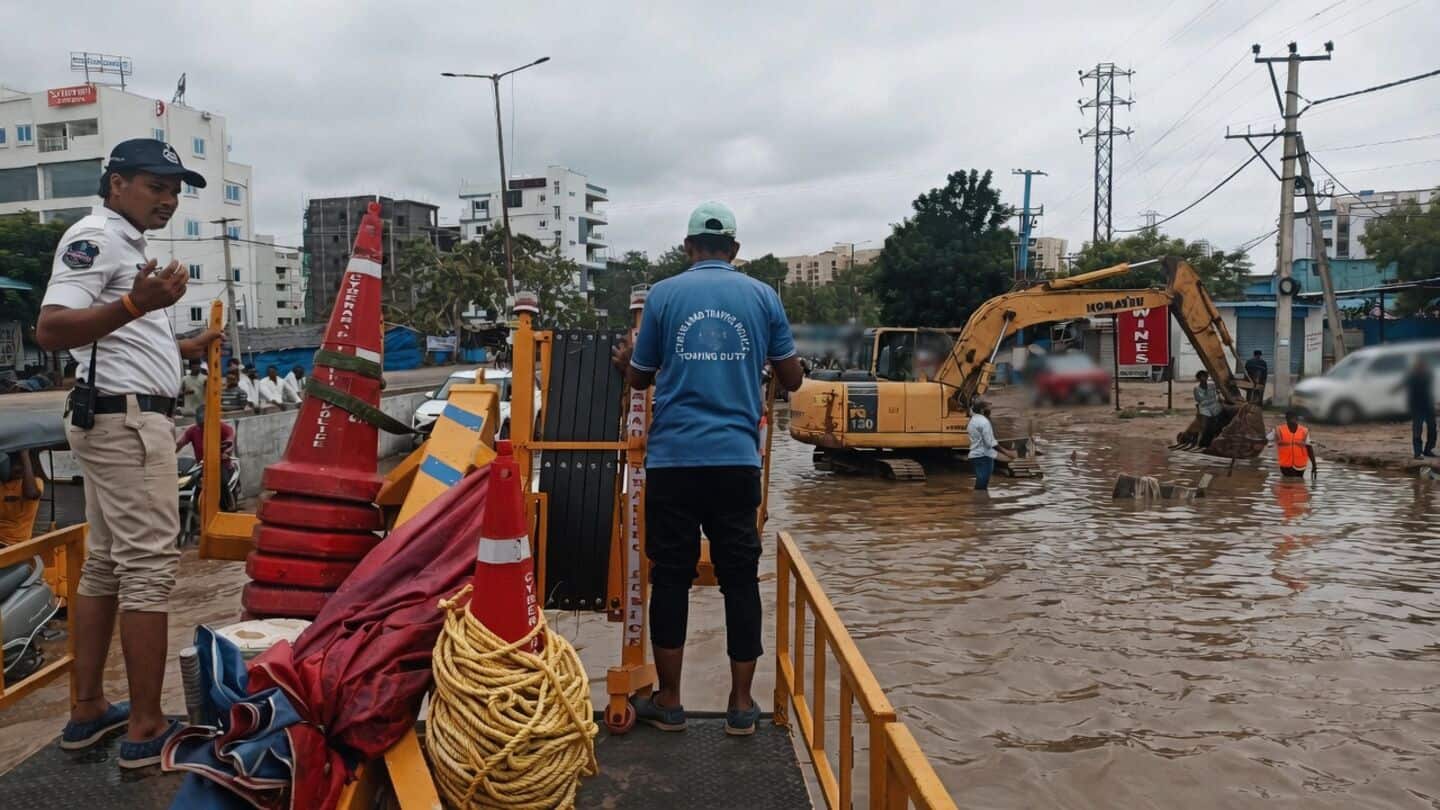 Heavy overnight rain floods Hyderabad IT corridor, disrupting traffic