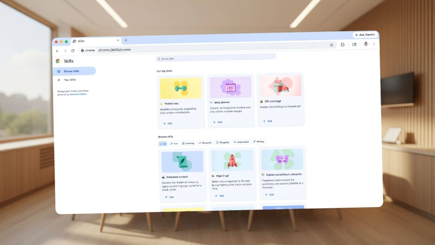 Google launches Skills for Chrome desktop to manage Gemini prompts