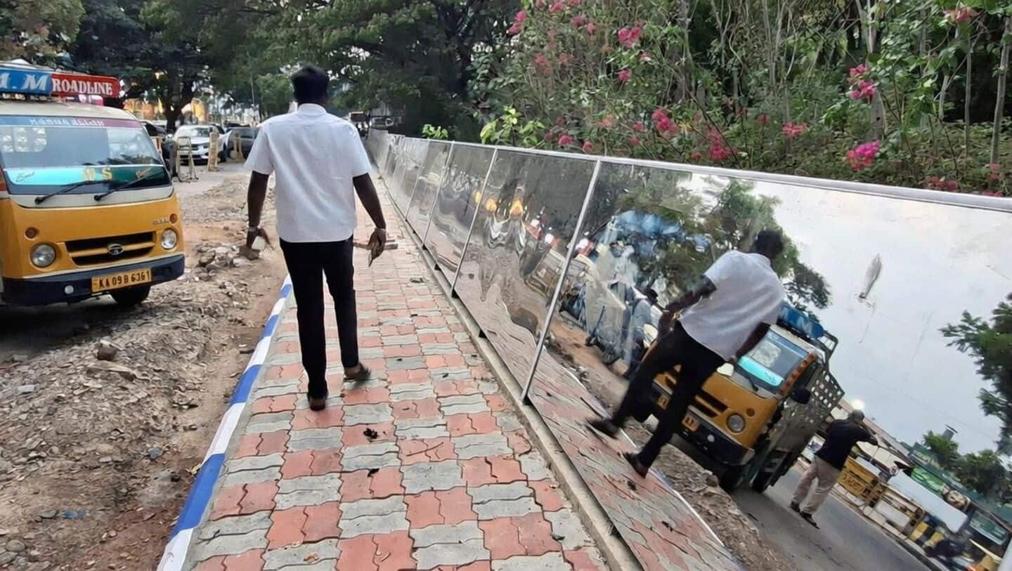Mysuru installs steel mirrors to deter urination near bus stand