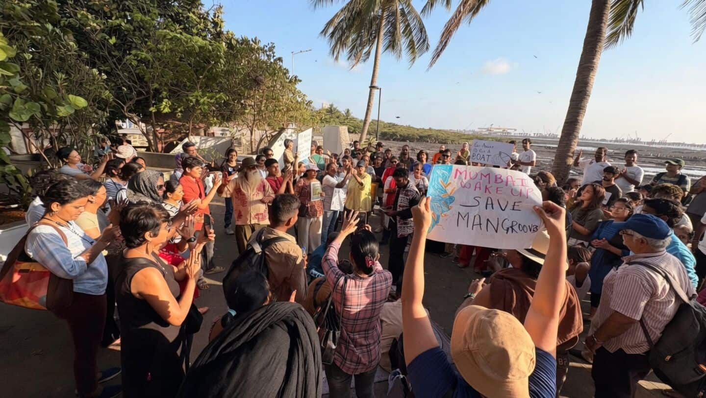About 100 people at Carter Road protest 45,000 mangrove cuts