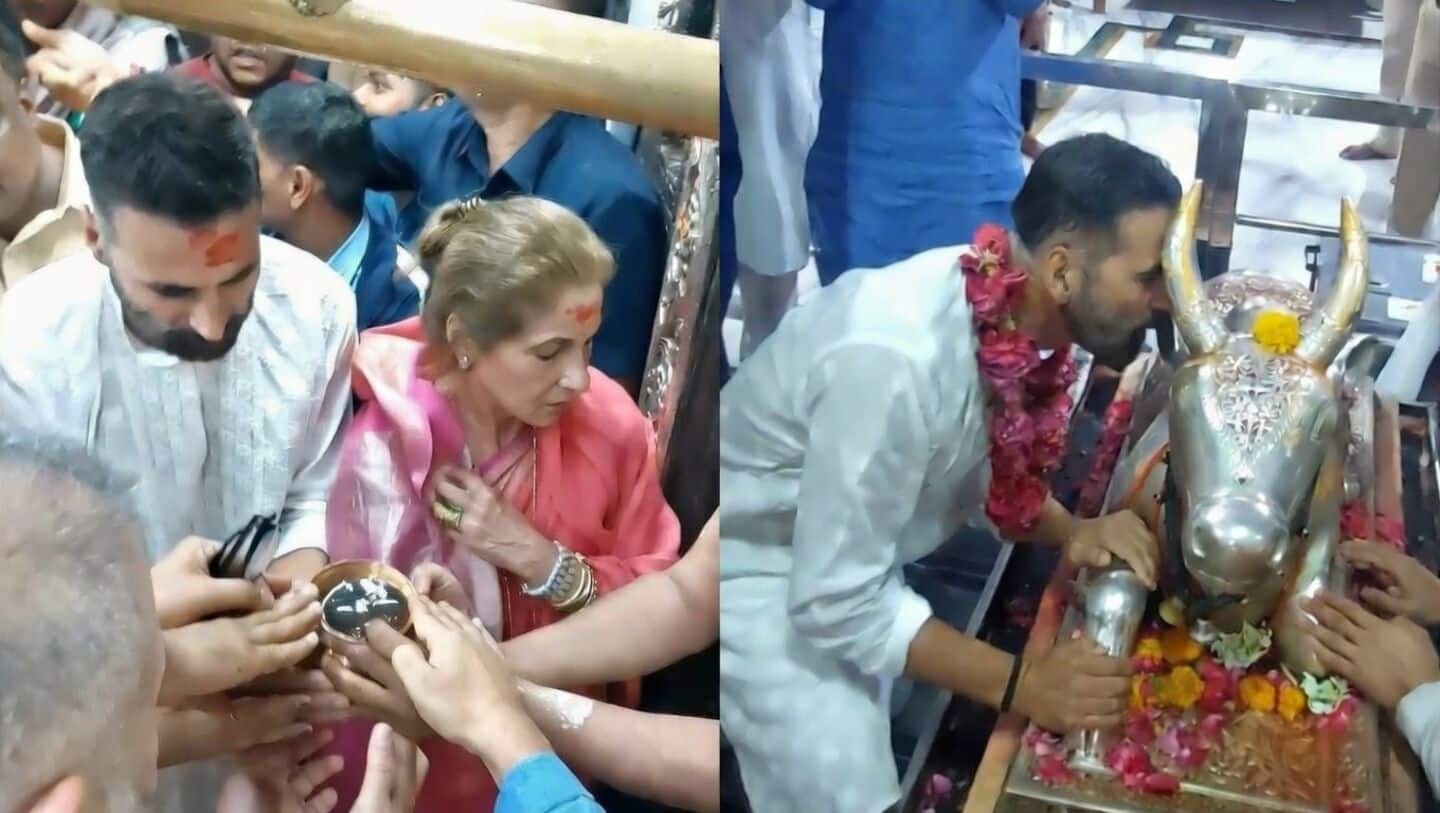 Kumar visits Ujjain temple with Kapadia ahead of Priyadarshan film