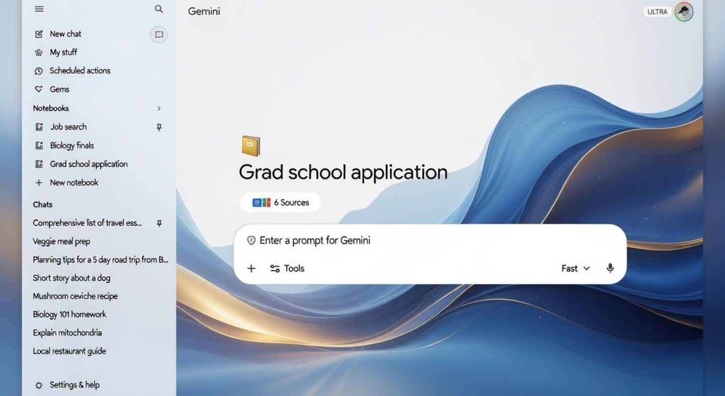 Google opens Gemini notebooks to all users on gemini.google.com