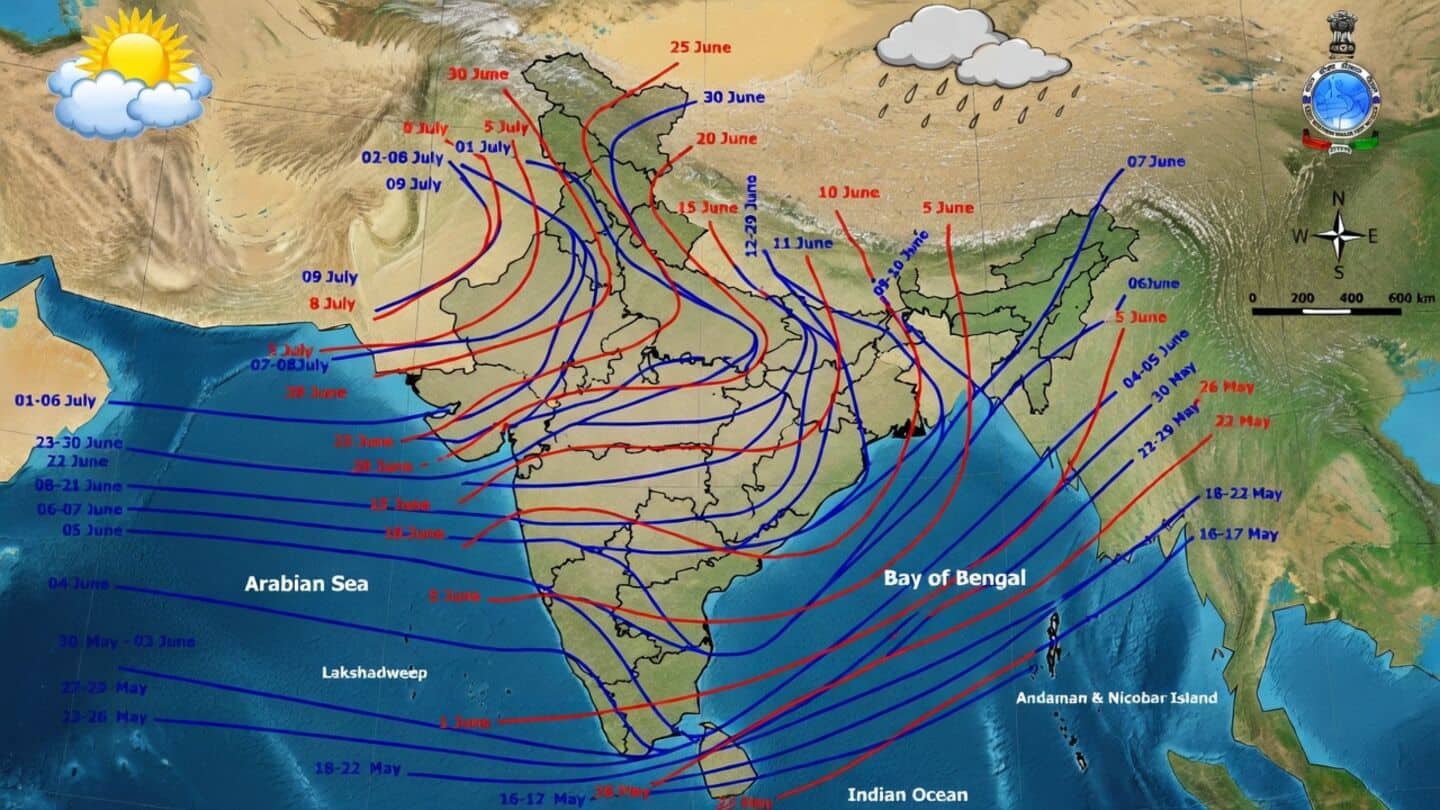 Southwest monsoon reaches every part of India 1 day late