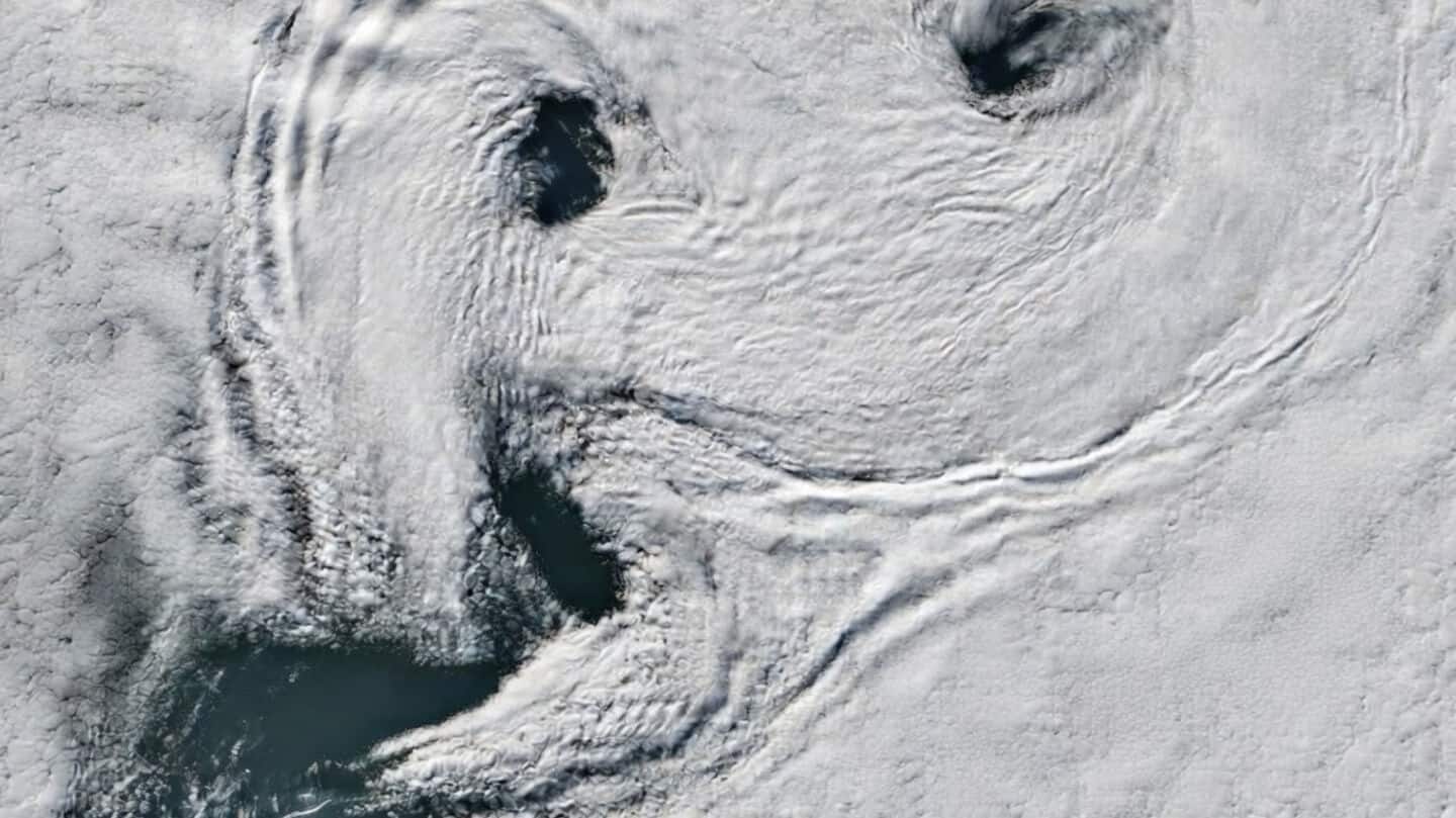 Landsat 8 captures von Karman clouds near Peter I Island