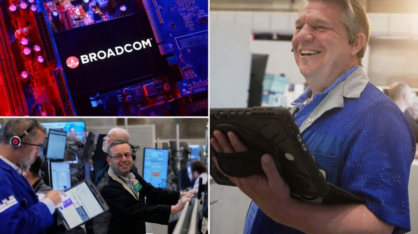 Dow surges 912 points to record 51,599 amid Broadcom slump