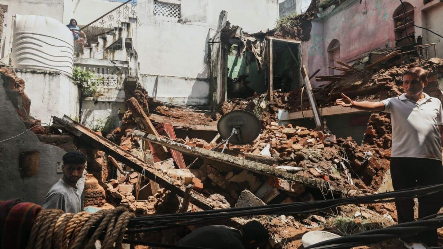 Heavy rains flood Jammu, abandoned house collapses but no injuries