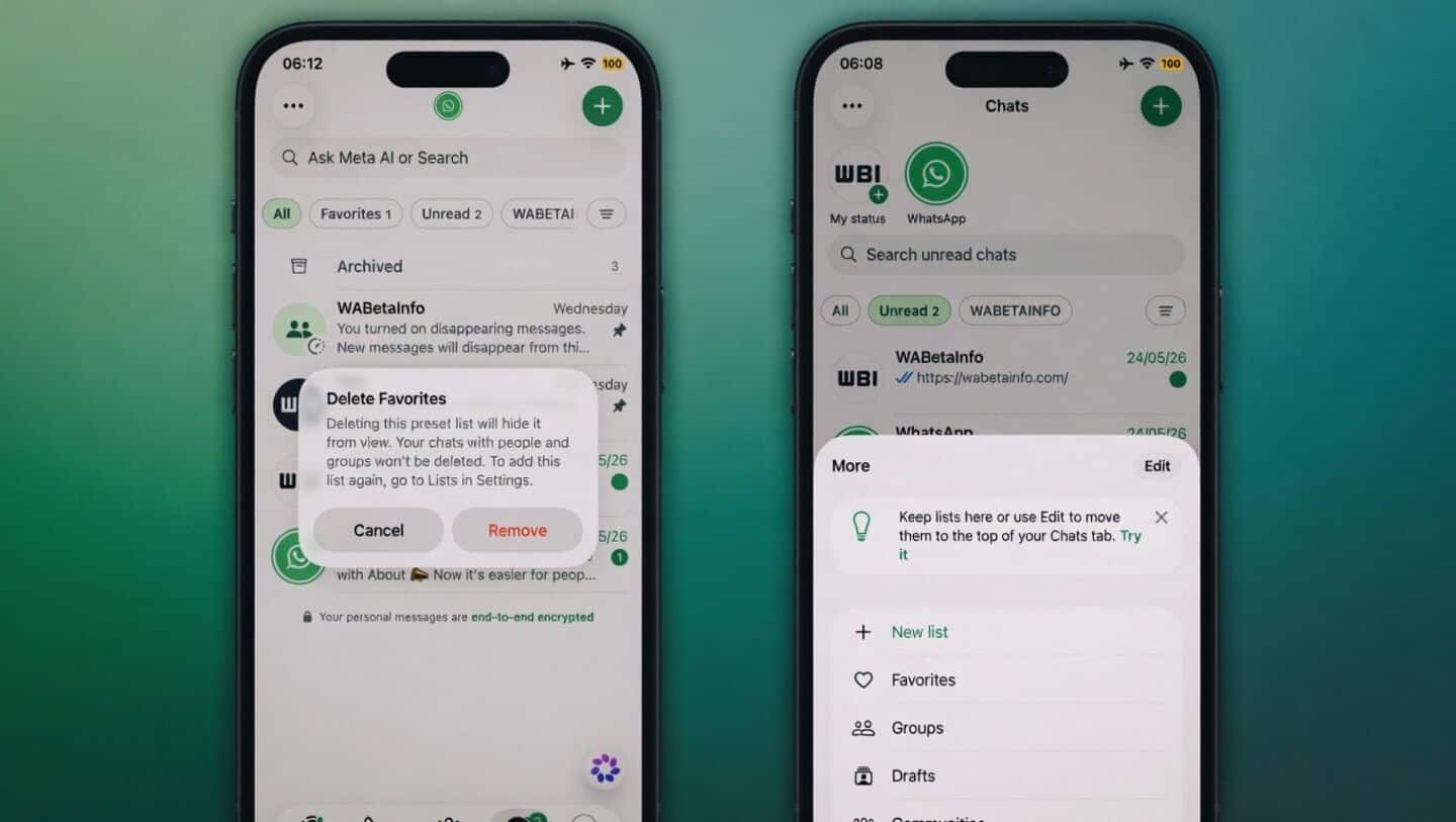 WhatsApp iOS update v26.21.74 pins filters and enables unarchiving chats